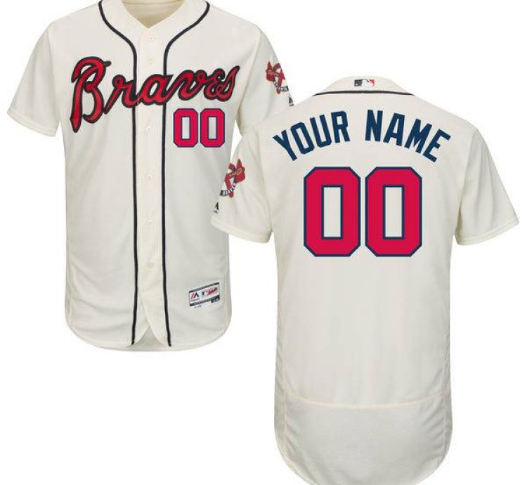 Atlanta Braves Cream Customized Flexbase Majestic Mlb Collection Jersey