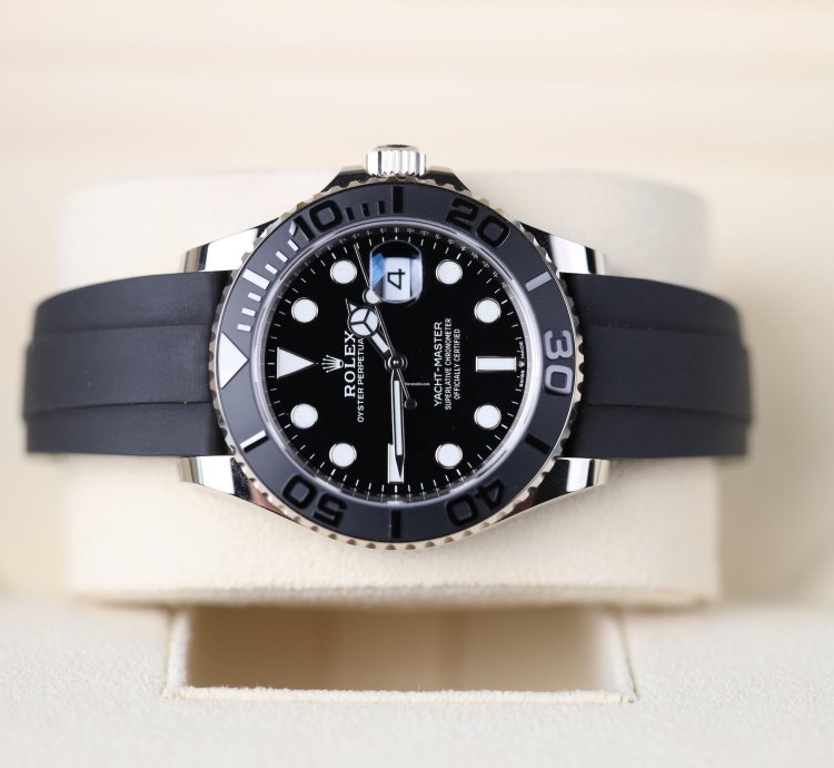 Rolex Yacht-master 42 Wei Gold Schwarz - 2022 - Lc100 - Neu Ungetragen - Fullset