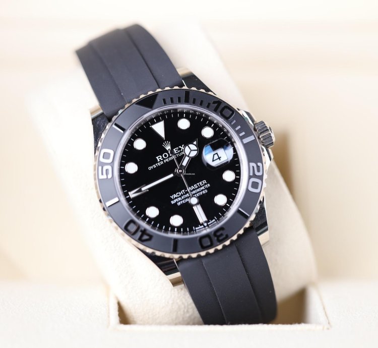 Rolex Yacht-master 42 Wei Gold Schwarz - 2022 - Lc100 - Neu Ungetragen - Fullset