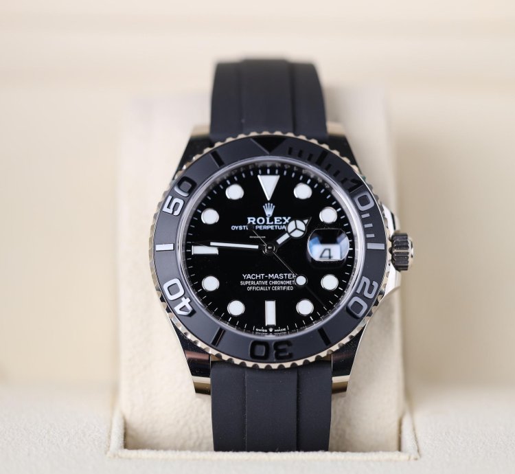 Rolex Yacht-master 42 Wei Gold Schwarz - 2022 - Lc100 - Neu Ungetragen - Fullset