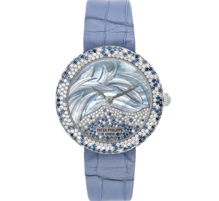 Patek Philippe Calatrava Haute Joaillerie White Gold Mother Of Pearl Diamond Sapphire Ladies Watch 4899
