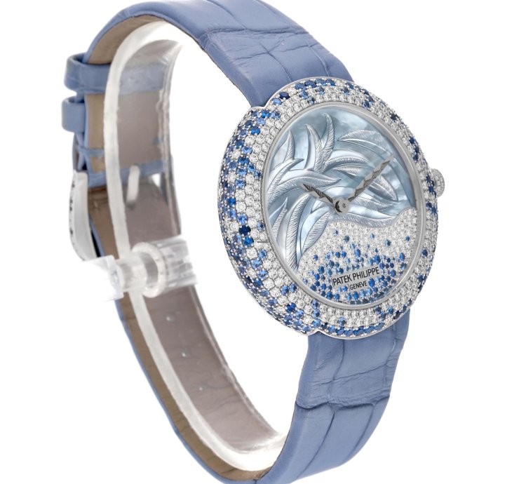Patek Philippe Calatrava Haute Joaillerie White Gold Mother Of Pearl Diamond Sapphire Ladies Watch 4899