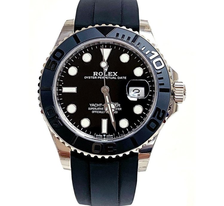 Rolex Yacht-master 42 White Gold Yacht-master 42 Watch - Black Dial - Oysterflex Strap