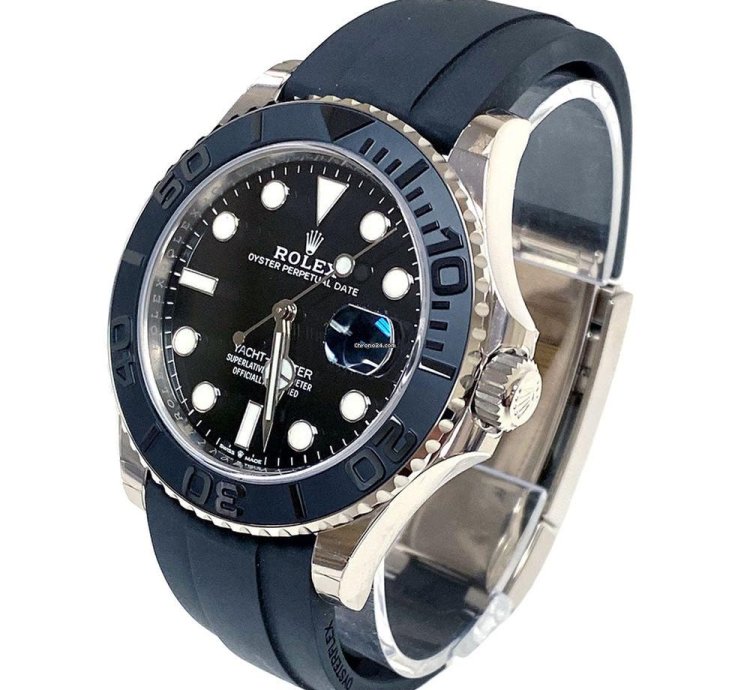 Rolex Yacht-master 42 White Gold Yacht-master 42 Watch - Black Dial - Oysterflex Strap
