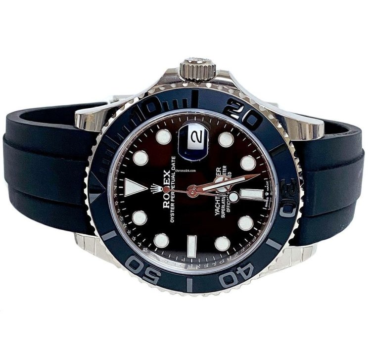 Rolex Yacht-master 42 White Gold Yacht-master 42 Watch - Black Dial - Oysterflex Strap
