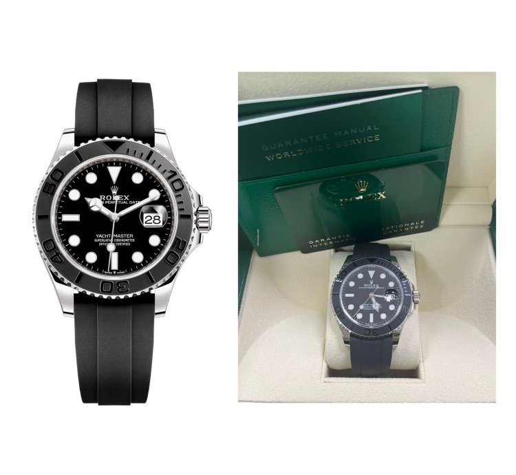 Rolex Yacht-master 42 White Gold Yacht-master 42 Watch - Black Dial - Oysterflex Strap Reference 226659