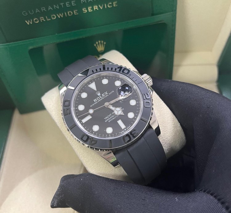 Rolex Yacht-master 42 White Gold Yacht-master 42 Watch - Black Dial - Oysterflex Strap Reference 226659