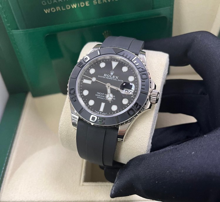 Rolex Yacht-master 42 White Gold Yacht-master 42 Watch - Black Dial - Oysterflex Strap Reference 226659