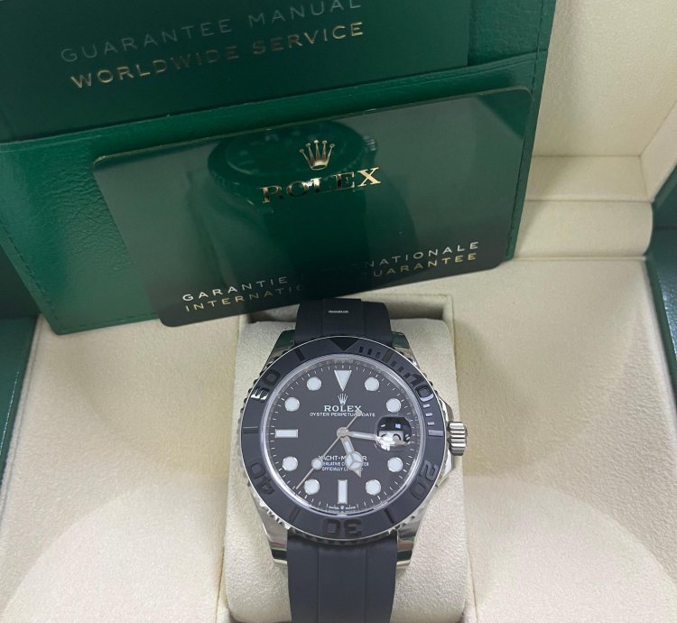 Rolex Yacht-master 42 White Gold Yacht-master 42 Watch - Black Dial - Oysterflex Strap Reference 226659