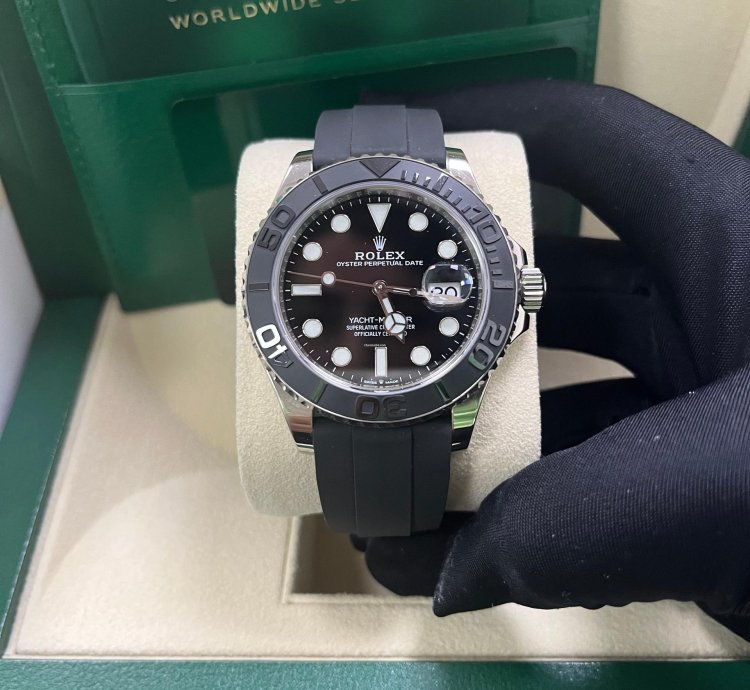 Rolex Yacht-master 42 White Gold Yacht-master 42 Watch - Black Dial - Oysterflex Strap Reference 226659