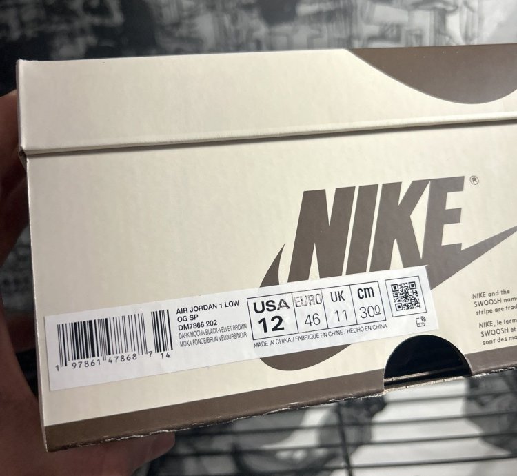Size 12 Travis Scott Air Jordan 1 Velvet Brown