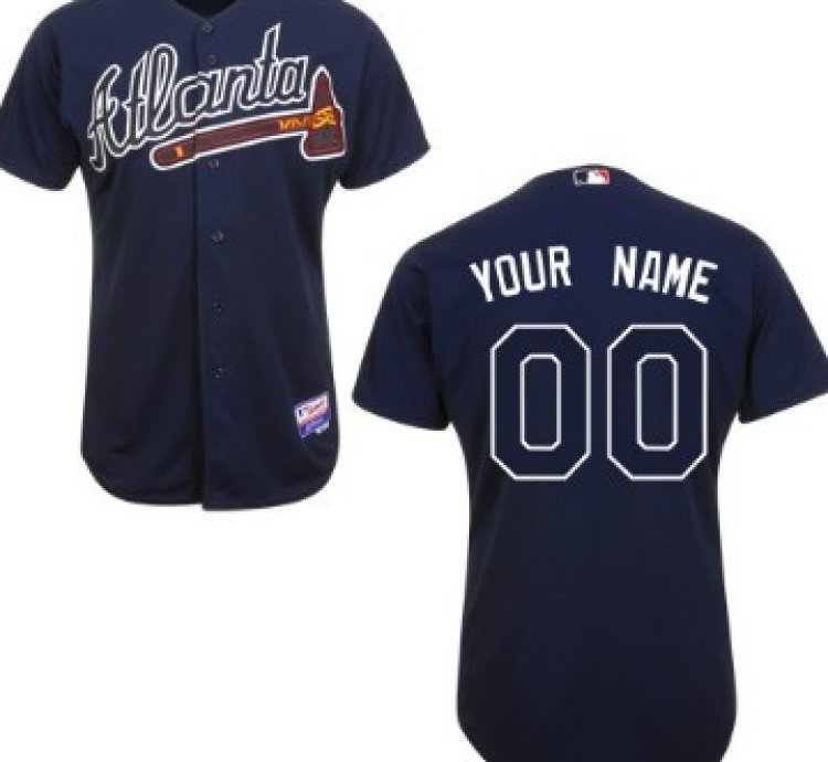 Atlanta Braves Customized Navy Blue Jersey