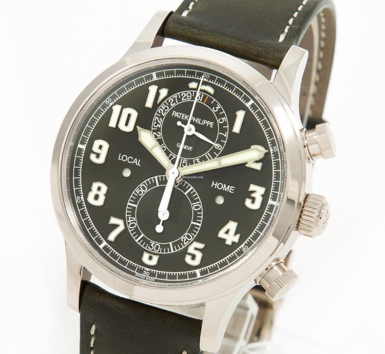 Patek Philippe Calatrava Pilot Travel Time Chronograph 11 2023 Top Condition Box Papers Vat