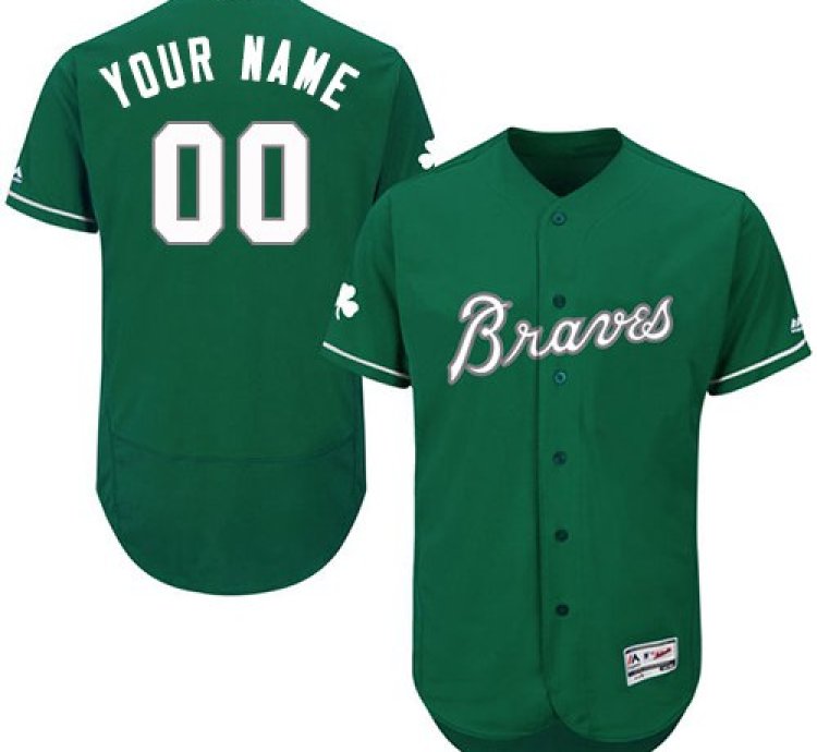 Atlanta Braves Green Celtic Customized Flexbase Majestic Mlb Collection Jersey