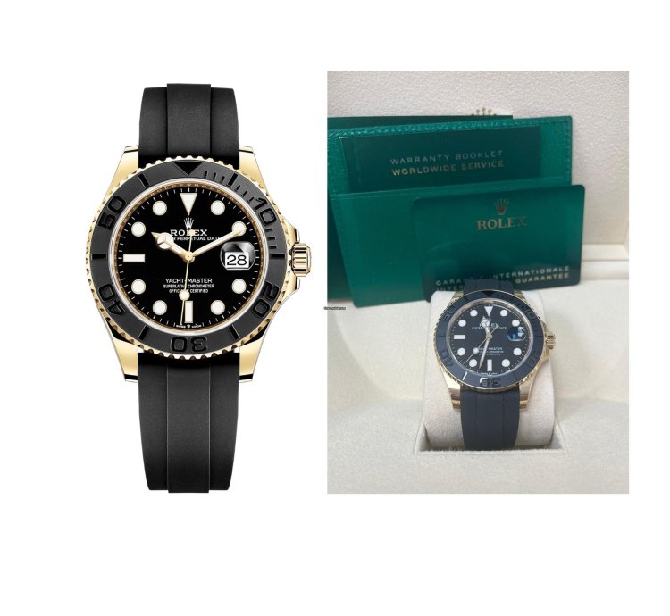Rolex Yacht-master 42 Yellow Gold Yacht-master 42 Watch - Black Dial - Oysterflex Strap 226658