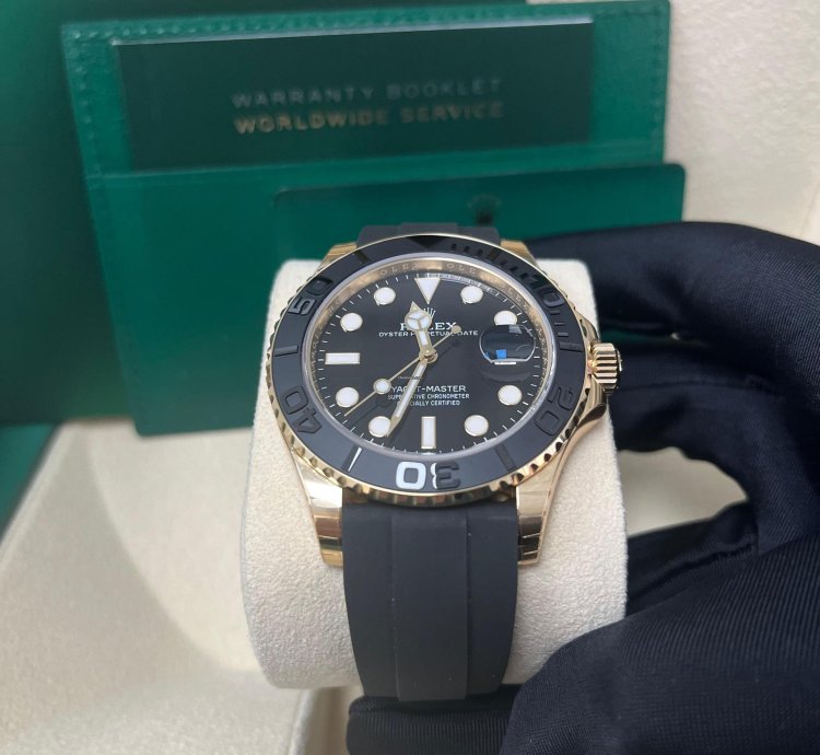 Rolex Yacht-master 42 Yellow Gold Yacht-master 42 Watch - Black Dial - Oysterflex Strap 226658