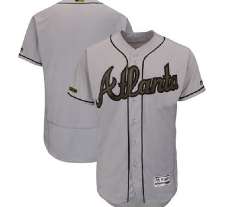 Atlanta Braves Majestic Gray 2018 Memorial Day Collection Flex Base Team Custom Jersey