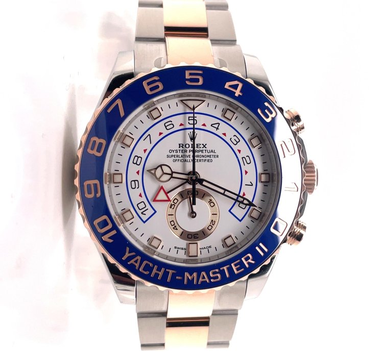 Rolex Yacht-master Ii 116681 Mercedes Hands 18k Rose Gold Steel Oyster Box Papers Unworn