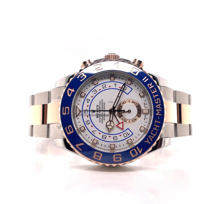Rolex Yacht-master Ii 116681 Mercedes Hands 18k Rose Gold Steel Oyster Box Papers Unworn