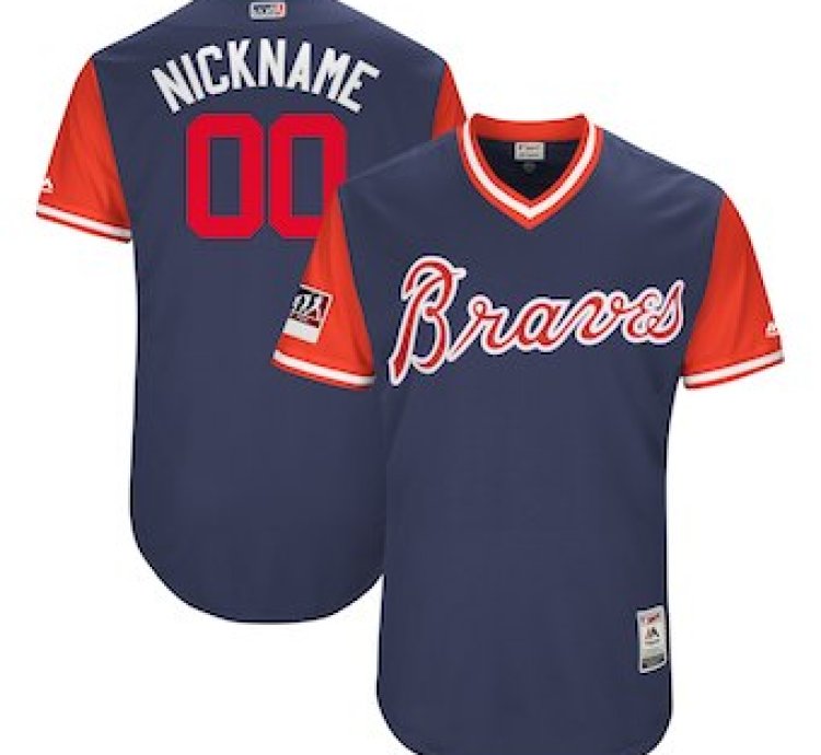 Atlanta Braves Majestic Navy 2018 Players Weekend Flex Base Custom Jersey