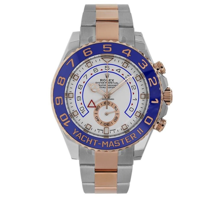 Rolex Yacht-master Ii 116681 Steel 18k Rose Gold Mercedes Hands White Dial 44 Mm