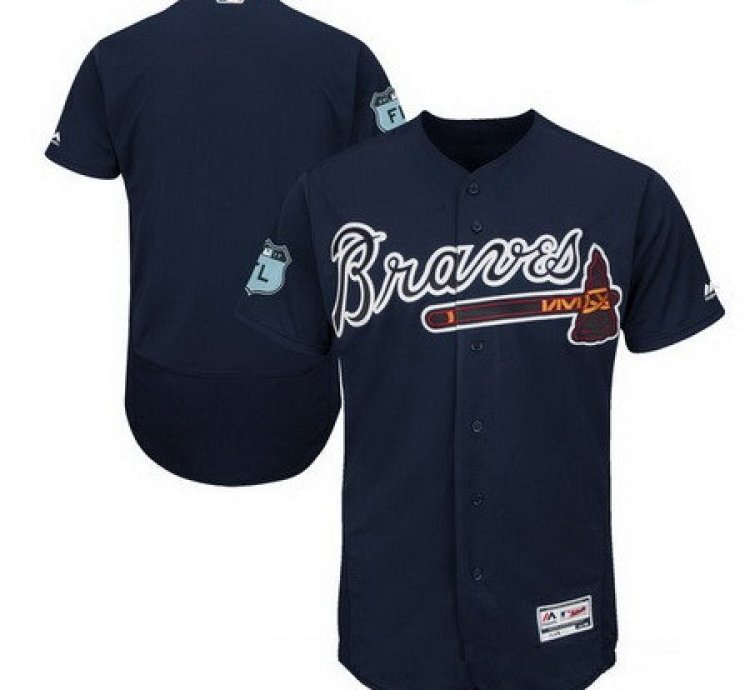 Atlanta Braves Majestic Navy Blue 2017 Spring Training Flex Base Stitched Mlb Custom Jersey