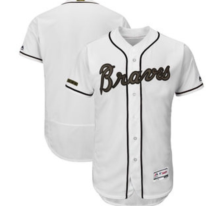 Atlanta Braves Majestic White 2018 Memorial Day Collection Flex Base Team Custom Jersey