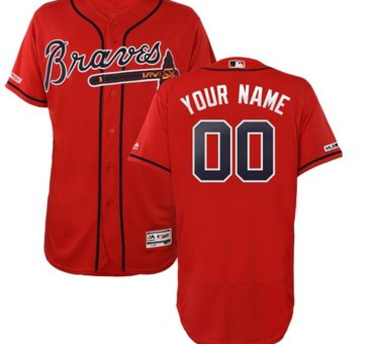 Atlanta Braves Red Customized 150th Patch Flexbase Jersey