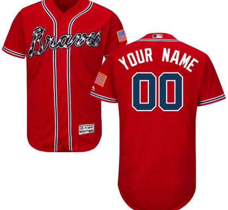 Atlanta Braves Red Customized Flexbase Majestic Mlb Collection Jersey
