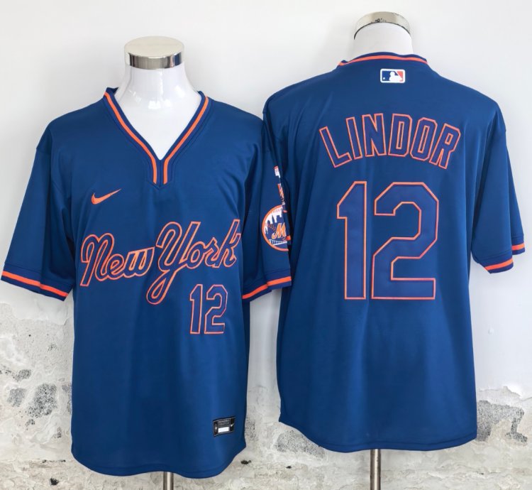 New York Mets 12 Francisco Lindor Jersey Stitched 2025 Pullover