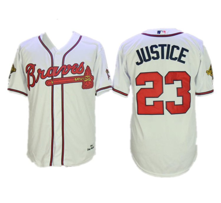 Atlanta Braves David Justice White 1995 Throwback Jersey