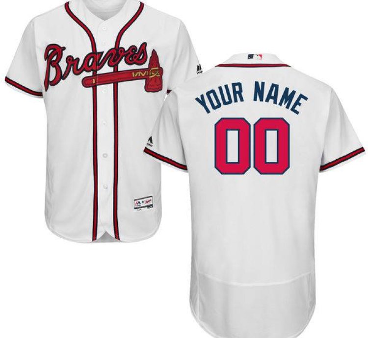 Atlanta Braves White Customized Flexbase Majestic Mlb Collection Jersey