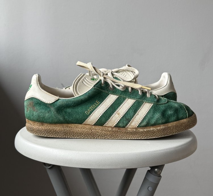 Vintage 1992 Adidas Gazelle Green Suede Sneakers Shoes Rare