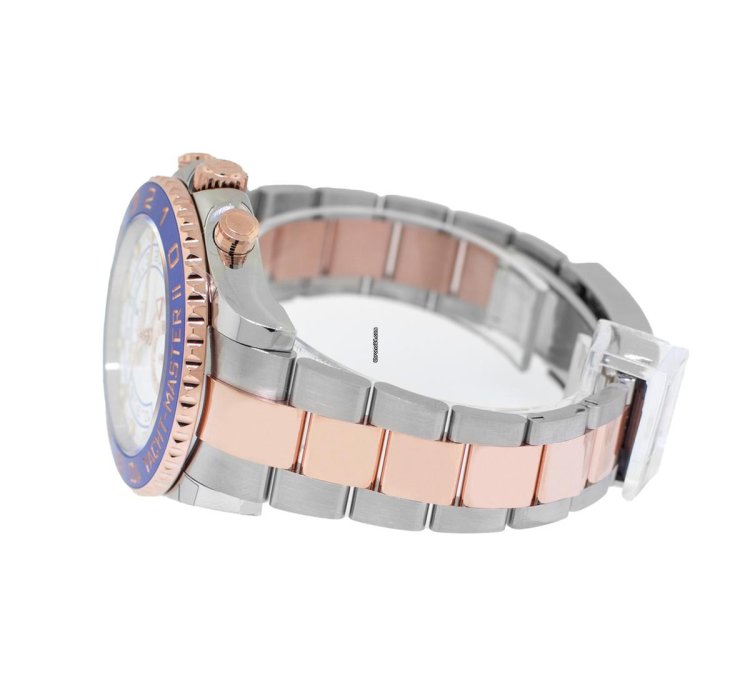 Rolex Yacht-master Ii 44mm 18k Rose Gold Steel White Dial Blue Bezel 116681