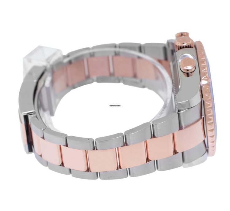 Rolex Yacht-master Ii 44mm 18k Rose Gold Steel White Dial Blue Bezel 116681