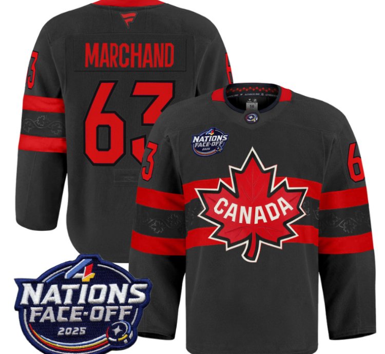 Men Brad Marchand Jersey 63 Canada 4 Nations Face-off 2025 Pro Stitched Black