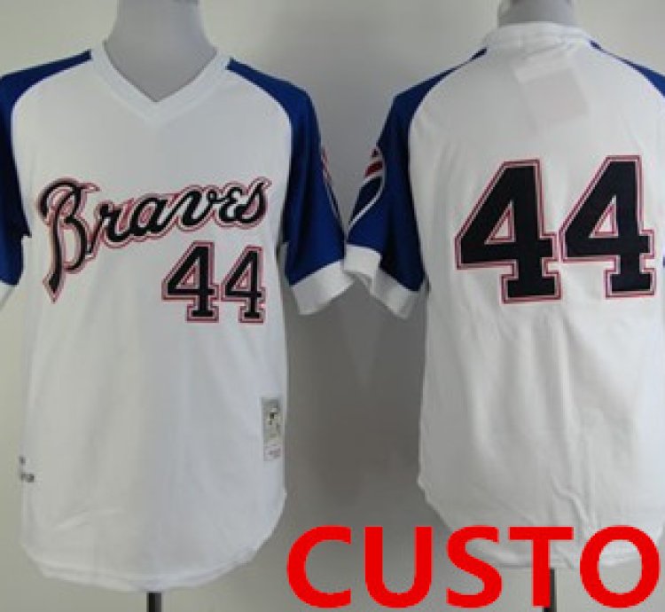 Custom Atlanta Braves 1974 White Throwback Jersey