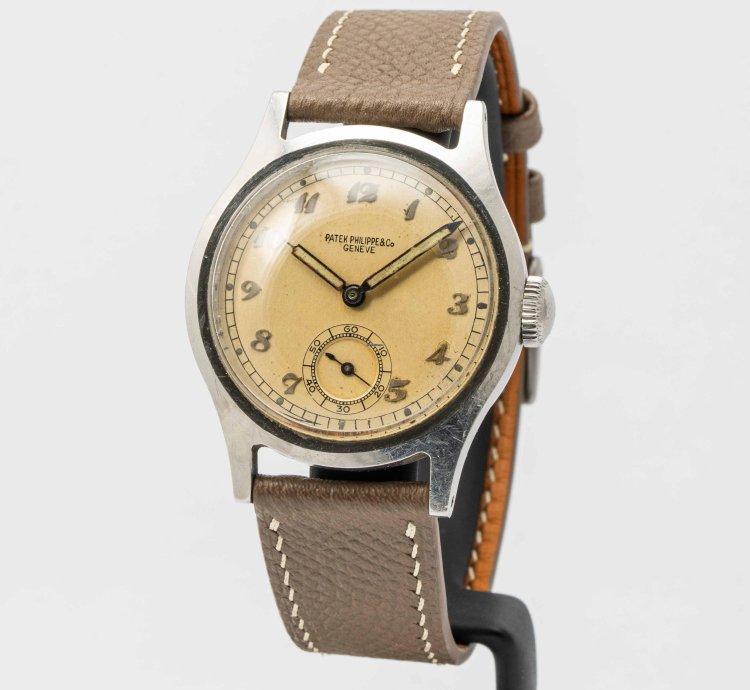 Patek Philippe Calatrava Ref 565 Vintage 1944 Calatrava With Radium Breguet Numeral Dial Stainless Steel 36mm