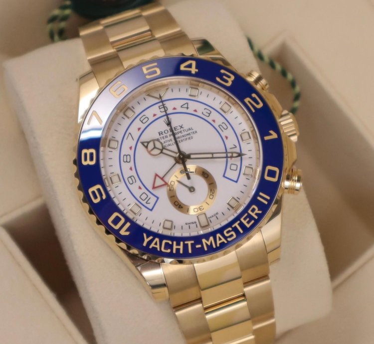 Rolex Yacht-master Ii 44mm Mercedes Hands 18k Yellow Gold Unworn In Stock