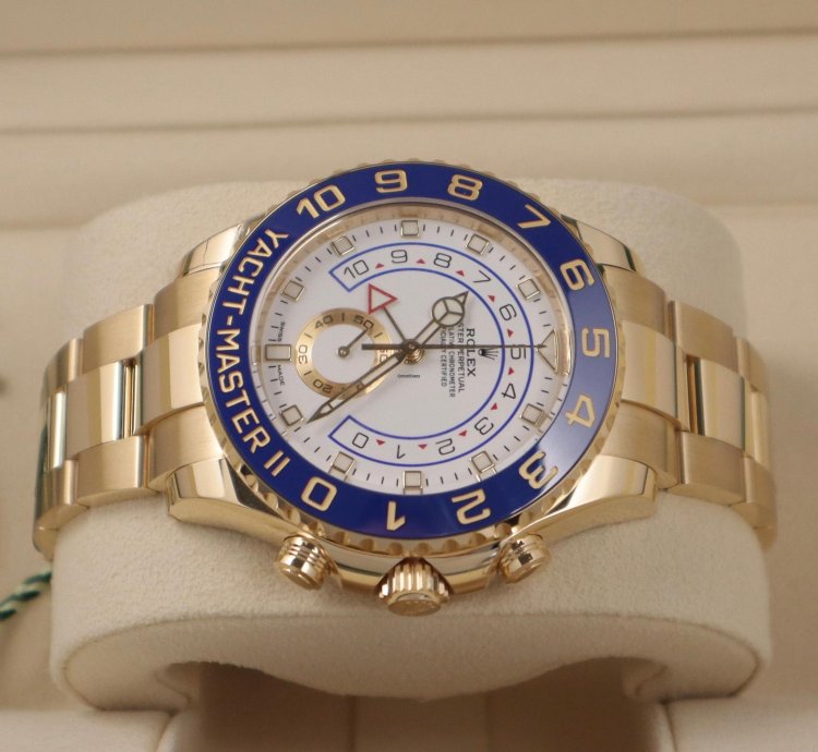 Rolex Yacht-master Ii 44mm Mercedes Hands 18k Yellow Gold Unworn In Stock