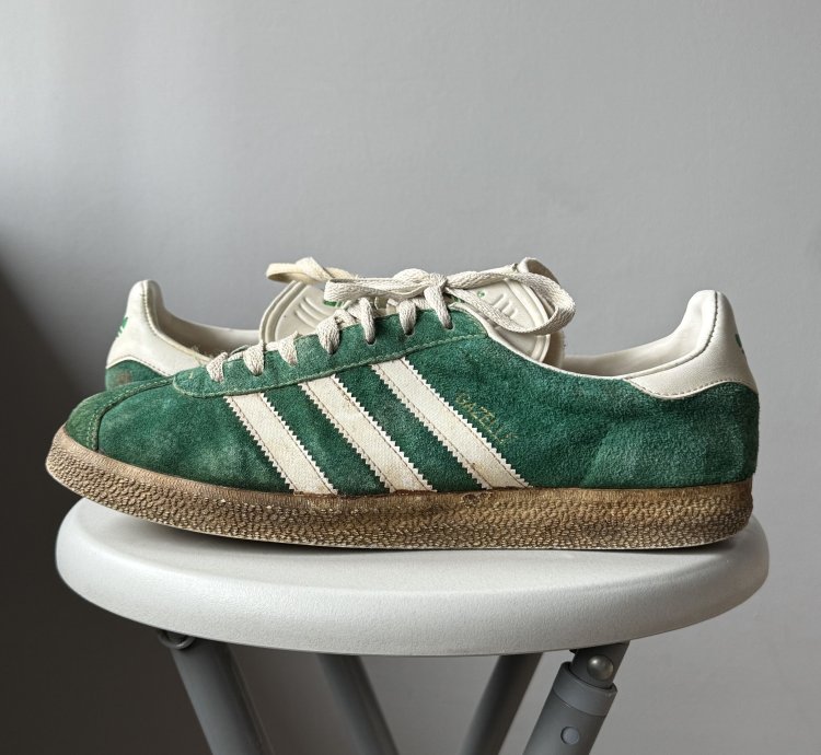 Vintage 1992 Adidas Gazelle Green Suede Sneakers Shoes Rare