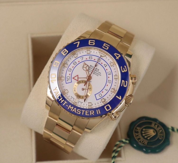 Rolex Yacht-master Ii 44mm Mercedes Hands 18k Yellow Gold Unworn In Stock