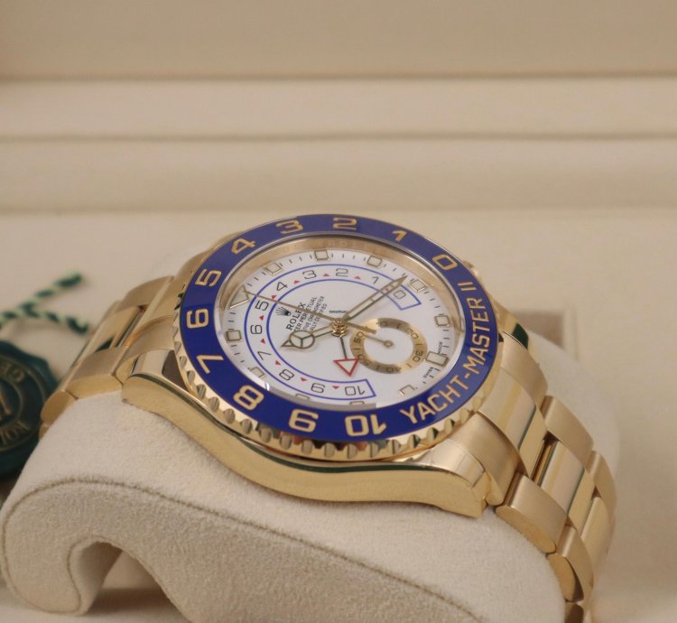 Rolex Yacht-master Ii 44mm Mercedes Hands 18k Yellow Gold Unworn In Stock