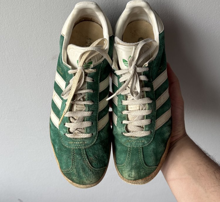 Vintage 1992 Adidas Gazelle Green Suede Sneakers Shoes Rare