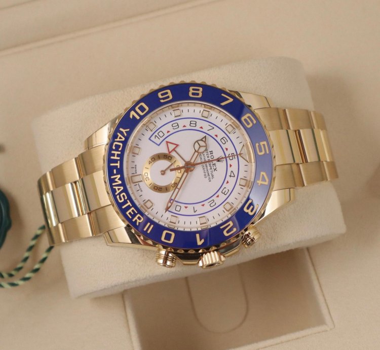 Rolex Yacht-master Ii 44mm Mercedes Hands 18k Yellow Gold Unworn In Stock