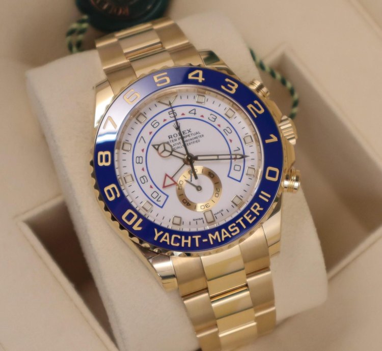 Rolex Yacht-master Ii 44mm Mercedes Hands 18k Yellow Gold Unworn In Stock