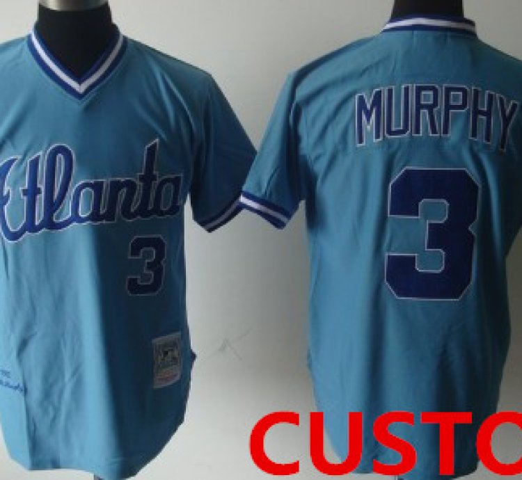 Custom Atlanta Braves Light Blue Throwback Jersey