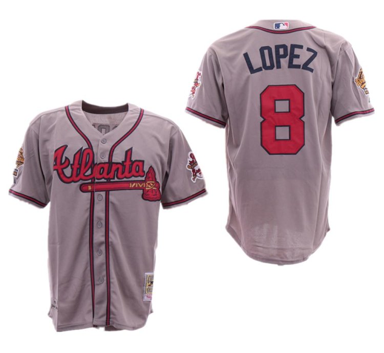 Atlanta Braves Javier Lopez Gray 1995 Throwback Jersey