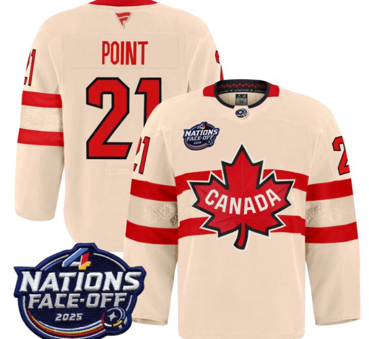 Men Brayden Point Jersey 21 Canada 4 Nations Face-off 2025 Pro Stitched Cream