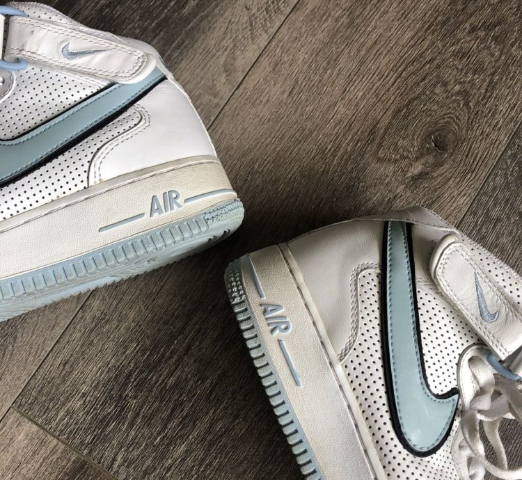 Vintage 2000s Nike Air Force 1 Mid Ice Blue White Shoes 8 5w